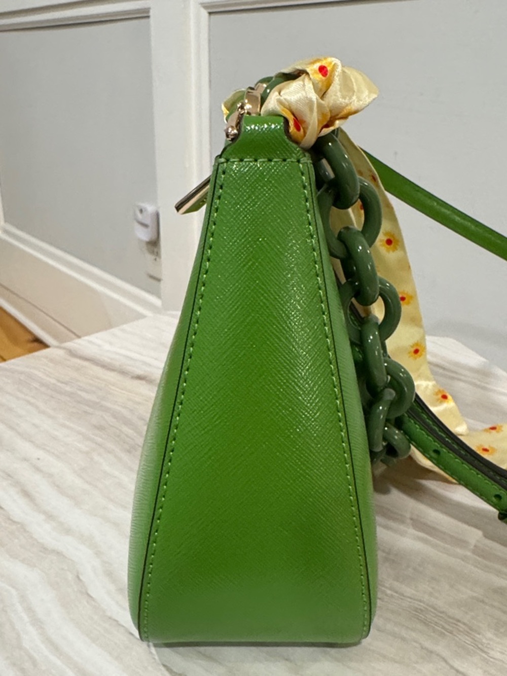 kate spade Madison Convertible Crossbody Green Leather Resin Chain Shoulder Bag - Picture 9 of 17